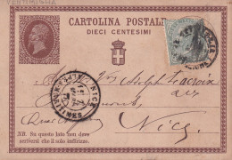 1877 Intero Postale 10 C. + 5 C. Per Estero Viaggiata Da Ventimiglia Per Nice 6.03.1877 - Postwaardestukken