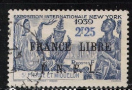 ST PIERRE & MIQUELON Scott # 257 Used - Overprinted France Libre - Used Stamps