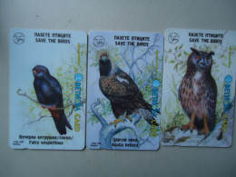 BULGARIA USED  3   MAGNETIC  OLD CARDS  BIRDS BIRD OWLS - Hiboux & Chouettes