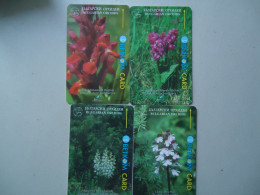 BULGARIA USED CARDS SET 4   FLOWERS  ORCHIDS  2 SCAN - Flores