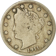 Monnaie, États-Unis, Liberty Nickel, 5 Cents, 1911, U.S. Mint, Philadelphie - 1883-1913: Liberty (Libertà)