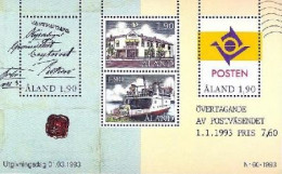 Aland Åland Finland 1993 10 Ann Of The Post Independence Set Of 4 Stamps In Block Mint - Blokken & Velletjes