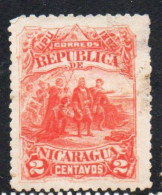 NICARAGUA 1892 COLUMBUS SIGHTING LAND 2c USED USATO OBLITERE' - Nicaragua