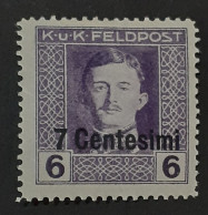 Austria KUK Feldpost Occupation Of Italy -  7C / 6 H  - 1918  Gez.12 1/2  MH - Variétés & Curiosités