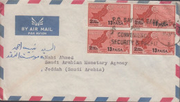 1961. PAKISTAN. 13 PAISA On 2 As Country Map In 4-block On Cover BY AIR MAIL To Jeddah (Saudi... (Michel 127) - JF439782 - Pakistan