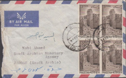 1963. PAKISTAN. 13 P MOHENJODARO In 4-block On Cover BY AIR MAIL To Jeddah (Saudi Arabia).  (Michel 195) - JF439793 - Pakistan