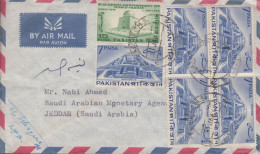 1964. PAKISTAN. 5 Ex 7 P PAHARPUR + 15 P QUAID-I-AZAM On Cover BY AIR MAIL To Jeddah (Sau... (Michel 194+211) - JF439806 - Pakistan