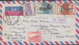 1963. PAKISTAN. VERY UNUSUAL CENSORED Cover BY AIR MAIL To Jeddah (Saudi Arabia) WITH 7 P... (Michel 166+169) - JF439809 - Pakistan