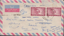 1965. PAKISTAN. Pair + 4-block 15 P UIT On Cover BY AIR MAIL To Jeddah (Saudi Arabia).  (Michel 216) - JF439812 - Pakistan