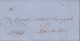 1866. DANMARK. KJØBENHAVN 10 11 + SLAGELSE 11 11  On Official Cover To Ousted Og Allersløv ? Sogneråd Pr. ... - JF439837 - ...-1851 Vorphilatelie