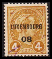 1895. LUXEMBOURG. Großherzog Adolf 4 CENT Pre Cancelled LUXEMBOURG 08. (Michel 69) - JF532630 - 1891 Adolfo Di Fronte