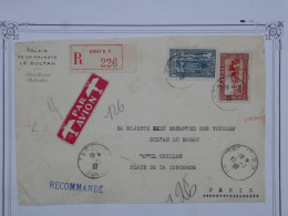 BR18 MAROC  LETTRE DEVANT  RARE A L HOTEL CRILLON PARIS 1937 RABAT  AU SULTAN BEN YOUSSEF PARIS ++AFF. PLAISANT+ - Storia Postale