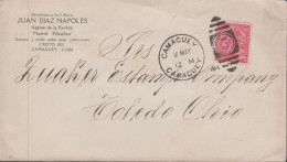 1914. CUBA 2 C. Map Over Cuba On Fine Cover To Ohio Cancelled CAMACUEY 2 MAY 1914. Sender JUAN... (Michel 28) - JF438118 - Lettres & Documents
