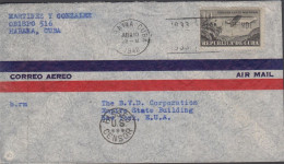 1942. CUBA. 10 C Airplane Ford 4-AT Tri Motor On Beautiful Small Censored AIR MAIL Cover To US... (Michel 89) - JF438149 - Storia Postale