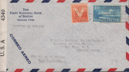 1942. CUBA. ½ C V-issue 10 C Airplane Fokker F 10 Super Tri Motor On Beautiful Small Censored ... (Michel 81) - JF438150 - Covers & Documents