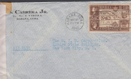 1942. CUBA. 10 C 100 Years Stamps (stamp On Stamp Motive) On Small CENSORED AIR MAIL Cover To... (Michel 169) - JF438154 - Storia Postale