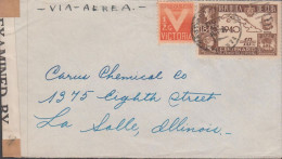 1942. CUBA. ½ C V-ISSUE + 10 C 100 Years Stamps (stamp On Stamp Motive) On Small CENSORED AIR... (Michel 169) - JF438156 - Lettres & Documents