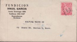 1949. CUBA. Cover To Boston, Mass, USA With 2  C Tobacco-motive Cancelled 1949. Sender FUNDIC... (Michel 227) - JF438176 - Lettres & Documents