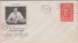 1947. CUBA. Fine FDC With 2 C FRANKLIN DELANO ROOSEVELT Cancelled First Day Of Issue HABANA, ... (Michel 209) - JF438268 - Briefe U. Dokumente