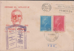 1949. CUBA. Fine FDC  With Complete Set Manuel Sanguily Y Garritt  Cancelled First Day Of... (Michel 244-245) - JF438272 - Storia Postale