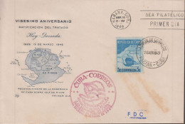 1949. CUBA. Fine FDC  With 5 C ISLA DE PINOS  Cancelled First Day Of Issue HABANA, CUBA ABR 2... (Michel 246) - JF438273 - Covers & Documents