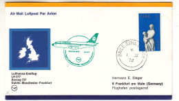 Irlande - Lettre De 1972 - Oblit Baile Atha Cliath - 1er Vol Lufthansa Dublin Manchester Frankfurt - - Lettres & Documents