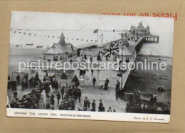 WESTON SUPER MARE OPENING THE GRAND PIER OLD B/W POSTCARD BY J.F. HORNETT - Weston-Super-Mare