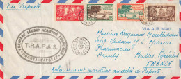 LETTRE. NOUVELLE CALEDONIE. NOUMEA 1947. PAR AVION. 1° LIAISON AERIENNE FRANCAISE. TRAPAS. NOUMEA-PAPEETE - Lettres & Documents
