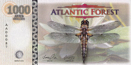 Atlantic Forest 1000 Aves Dollars 2016  UNC Libellule Et Lotus - Fictifs & Spécimens