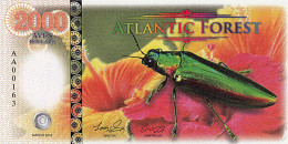 Atlantic Forest 2000 Aves Dollars 2016  UNC Scarabée Et Fleur D'hibiscus - Fictifs & Spécimens