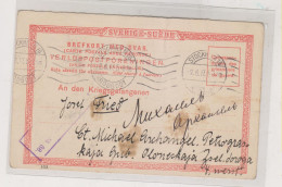 SWEDEN STOCKHOLM 1917  Postal Stationery WW I To POW RUSSIA - Militaire Zegels