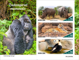 Sierra Leone 2022, Animals, Gorilla, Rhino, Tiger, Panda, 3val In BF IMPERFORATED - Rhinocéros