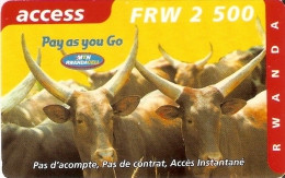 TARJETA DE RUANDA DE ACCESS DE 2500 FRW CADUCIDAD 03-2004 (RWANDA) TORO-BULL - Rwanda