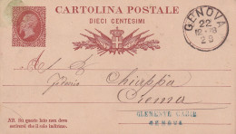 1878 Intero Postale 10 C. Da Genova A Crema 22.12.1878 - Stamped Stationery