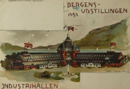 Norway - Bergens // Litho Card Bergens Udstillingen 1898 - Industrihallen 1898 RARE - Norvège
