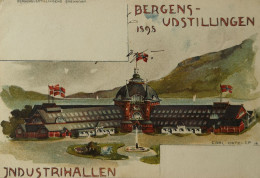 Norway - Bergens // Litho Card Bergens Udstillingen 1898 - Industrihallen 1898 RARE - Noruega