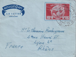 COVER. AIR LETTER . BURMA RANGOON TO FRANCE - Myanmar (Birmanie 1948-...)