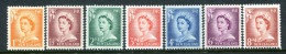 New Zealand 1955-59 QEII Large Figure Definitives Set LHM (SG 745-751) - Unused Stamps