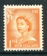 New Zealand 1955-59 QEII Large Figure Definitives - 1d Orange - White Paper - HM (SG 745b) - Nuovi