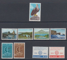 1966 ** Islande (sans Charn., MNH, Postfrish) Complete Yv 353/62  Mi 399/07  FA 436/44  (9v) - Annate Complete