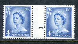 New Zealand 1955-59 QEII Large Figure Definitives - Coil Pairs - 4d Blue - No. 1 - LHM - Ungebraucht