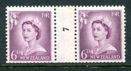 New Zealand 1955-59 QEII Large Figure Definitives - Coil Pairs - 6d Mauve - No. 7 - LHM - Ongebruikt