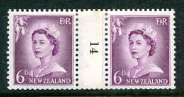 New Zealand 1955-59 QEII Large Figure Definitives - Coil Pairs - 6d Mauve - No. 14 - LHM - Nuevos