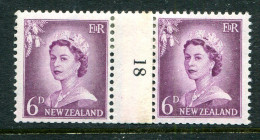 New Zealand 1955-59 QEII Large Figure Definitives - Coil Pairs - 6d Mauve - No. 18 - LHM - Ungebraucht