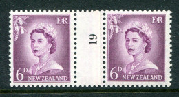 New Zealand 1955-59 QEII Large Figure Definitives - Coil Pairs - 6d Mauve - No. 19 - LHM - Nuevos