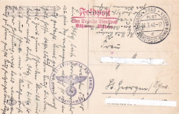 4814 58  Feldpost über DeutscheDienstpost  Böhmen-Mähren. Stempel: Pragd / 06.3.40. Briefstempel  Kraftfahr-Ersatz Abt 5 - Sobres