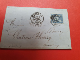 Lettre Avec Texte De St Quentin Pour Château Thierry En 1882, Ambulant Au Dos - Réf 46 - 1877-1920: Semi Modern Period