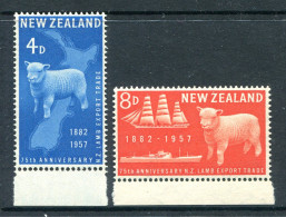 New Zealand 1957 75th Anniversary Of First Export Of New Zealand Lamb Set MNH (SG 758-759) - Ongebruikt