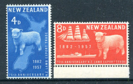 New Zealand 1957 75th Anniversary Of First Export Of New Zealand Lamb Set MNH (SG 758-759) - Neufs