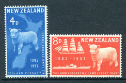 New Zealand 1957 75th Anniversary Of First Export Of New Zealand Lamb Set HM (SG 758-759) - Nuevos